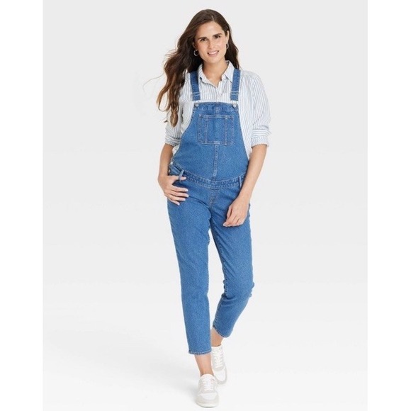 Isabel Maternity by Ingrid & Isabel Pants - Denim Overalls Maternity Skinny Size 8 - Isabel Maternity by Ingrid & Isabel